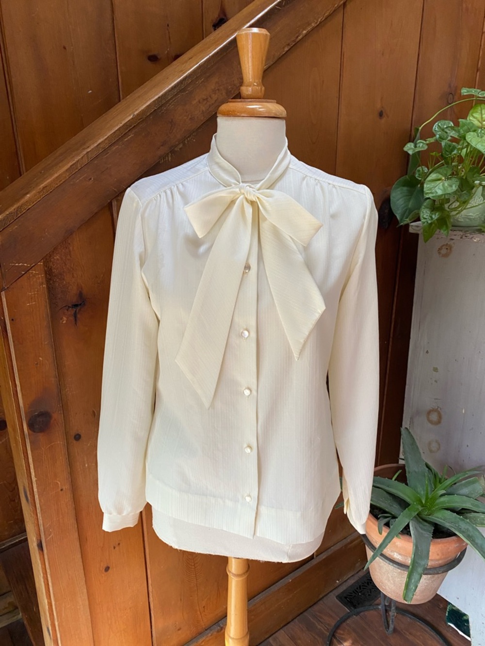 Vintage JC Penny Bow Neck Button Up Blouse